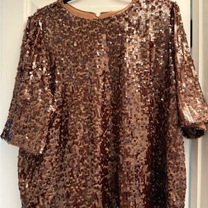 LOFT Sequin Brown Blouse